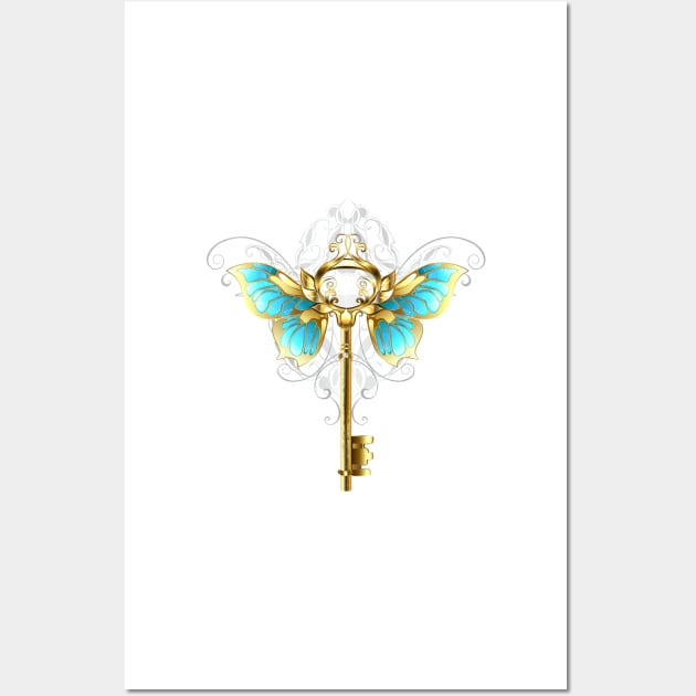 Golden Key with Butterfly Wings ( Gold key ) Wall Art by Blackmoon9